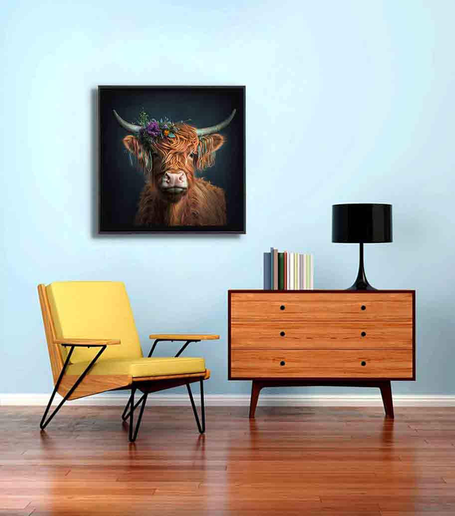 Natur-Wandkunst – Bisons und Blumen – Leinwanddruck