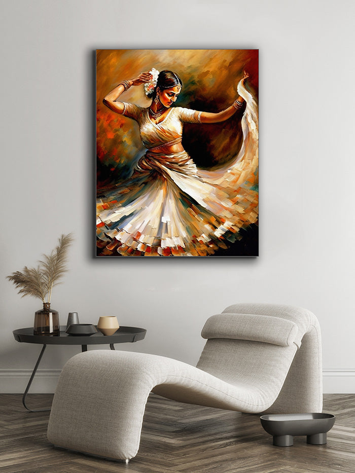 Wandkunst - Tanz in Orange - Fine Art - Goldlack - Leinwanddruck