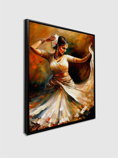 Wandkunst - Tanz in Orange - Fine Art - Goldlack - Leinwanddruck
