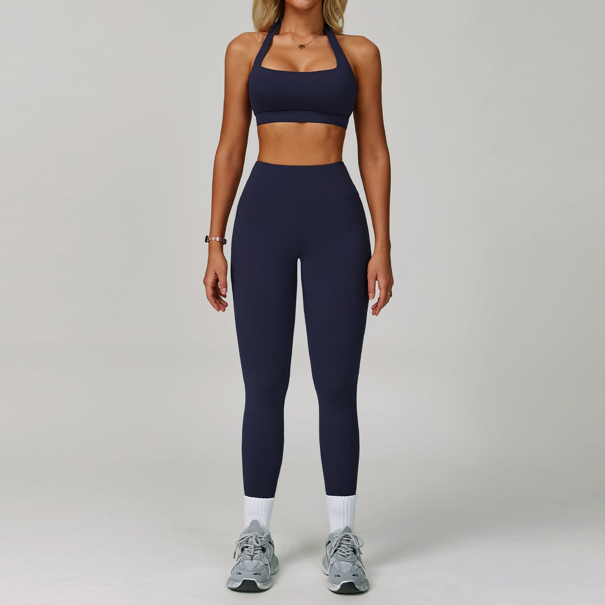 Women’s Backless Halter Yoga Workout Set – Tight-Fit Quick-Dry Activewear