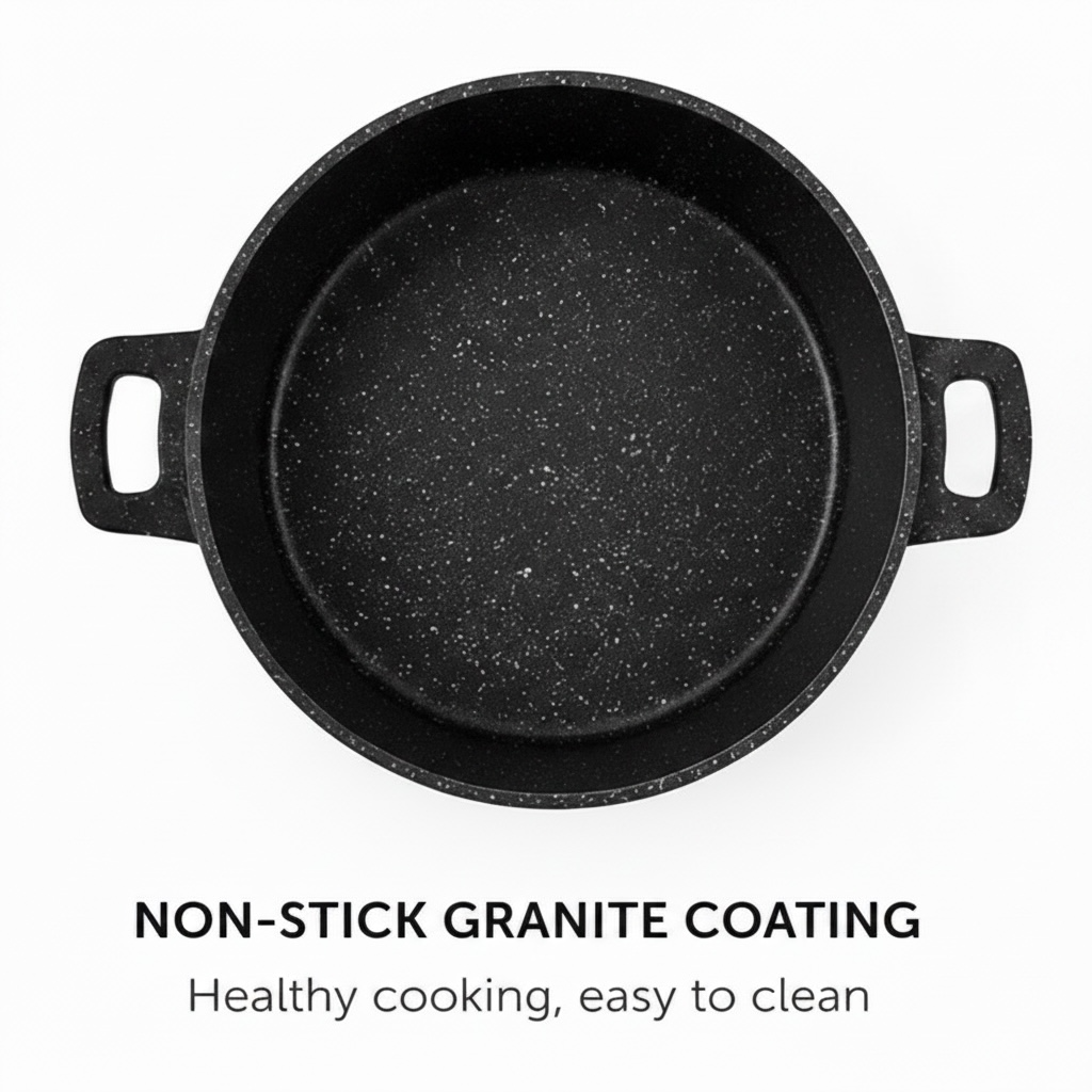 Die-Cast Granite Shallow Casserole with Glass Lid – 28cm, 4.1L