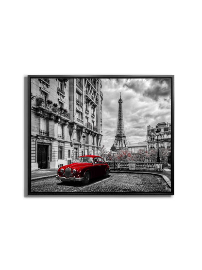 Leinwandbild - Eiffelturm Schwarz Weiß Rot - Wandkunst