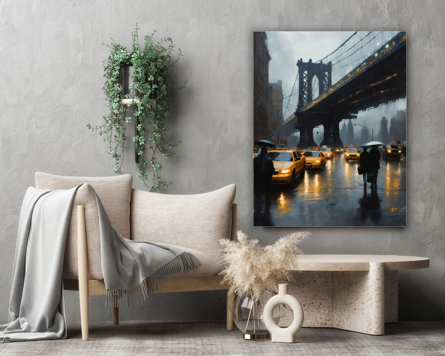 Wandbild – Stilisierte NYC-Brücken-Skyline – Leinwanddruck