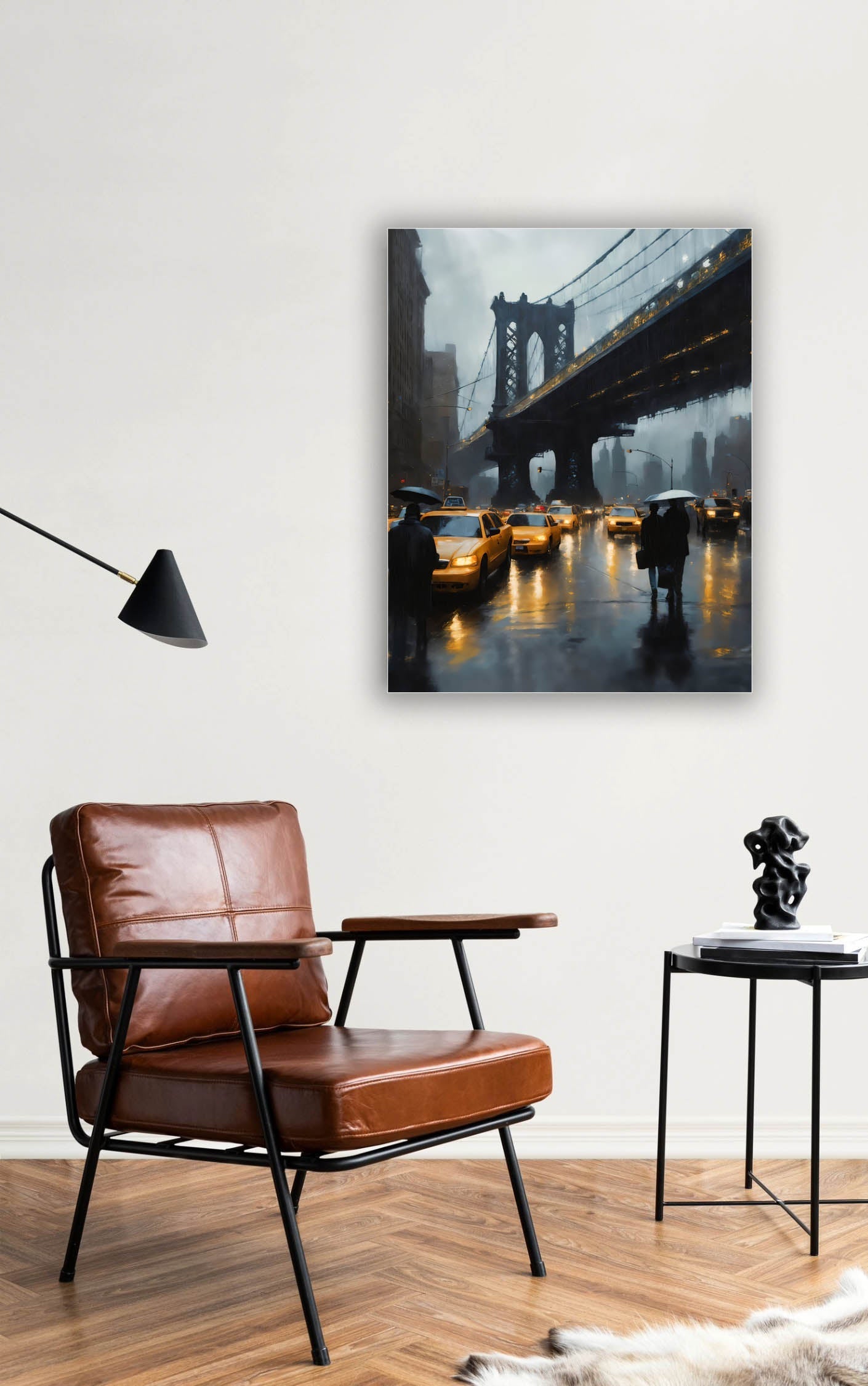 Wandbild – Stilisierte NYC-Brücken-Skyline – Leinwanddruck