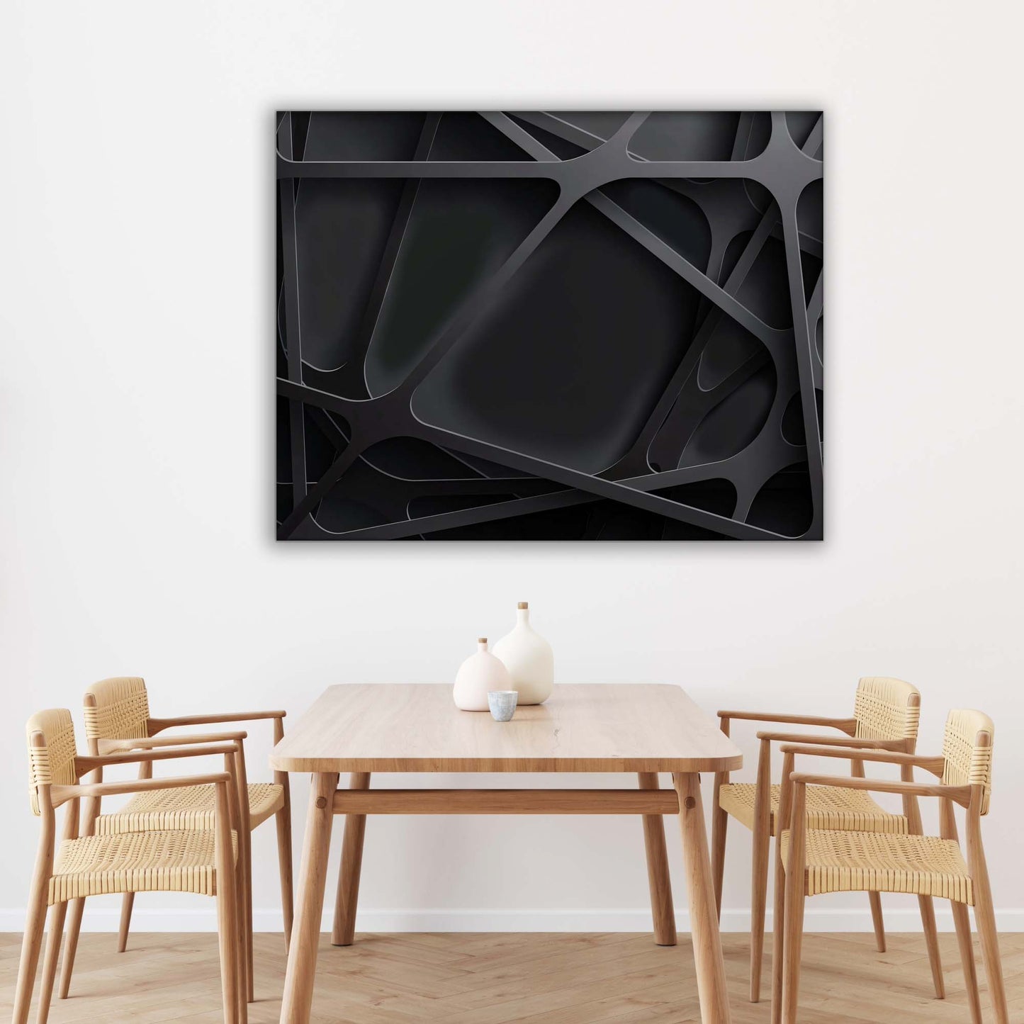 Wandkunst – 3D Schwarz – Leinwanddruck – Kunstwerk