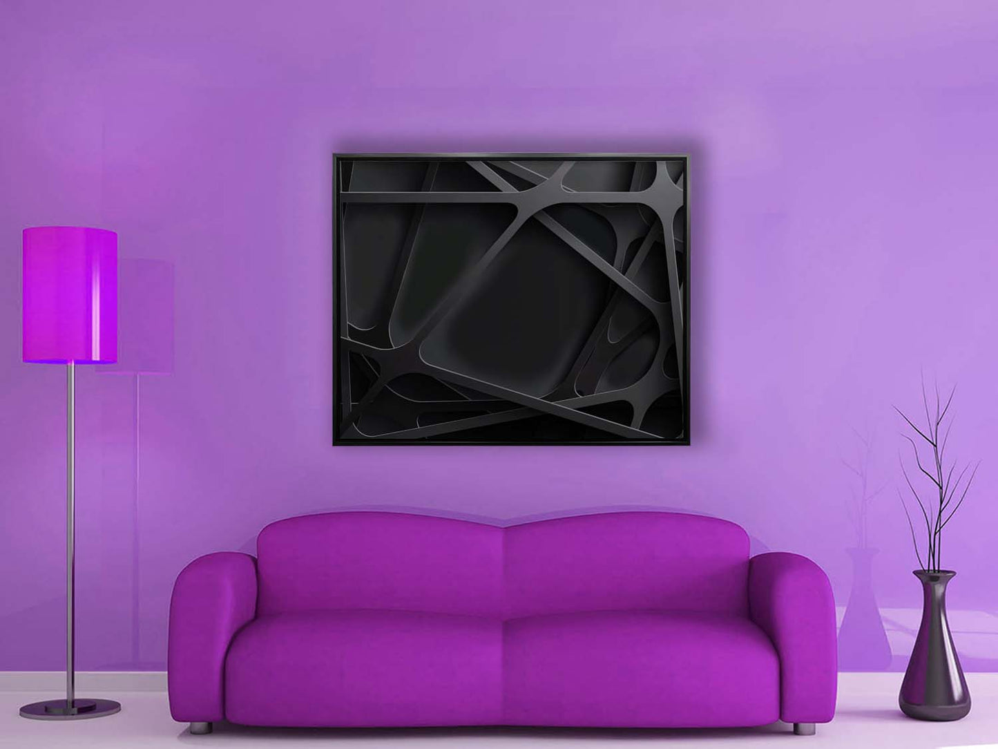 Wandkunst – 3D Schwarz – Leinwanddruck – Kunstwerk