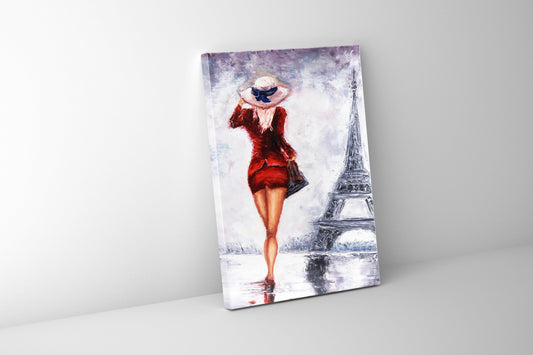 Wandbild Mädchen Eiffelturm-Kunstdruck-Wanddekoration-Abstrakt