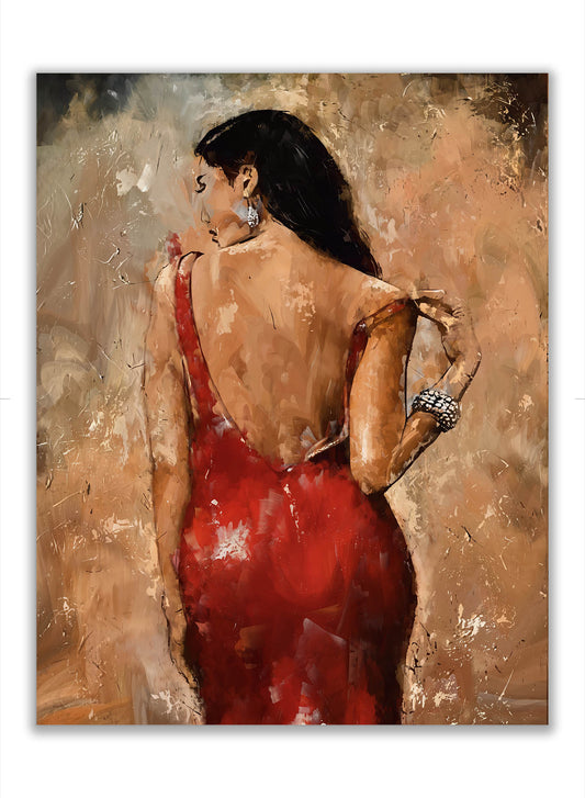 Dame in Rot Leinwandbild 48X36