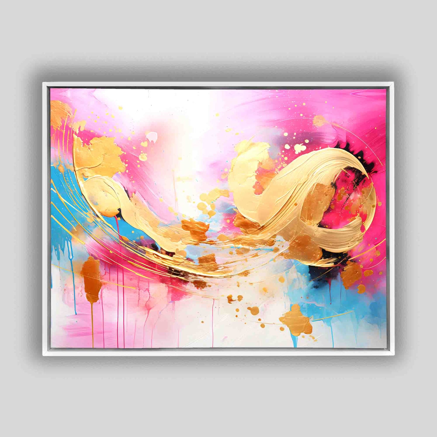 Fuchsia Gold Abstrakt 48x36 Kunstdruck auf Leinwand