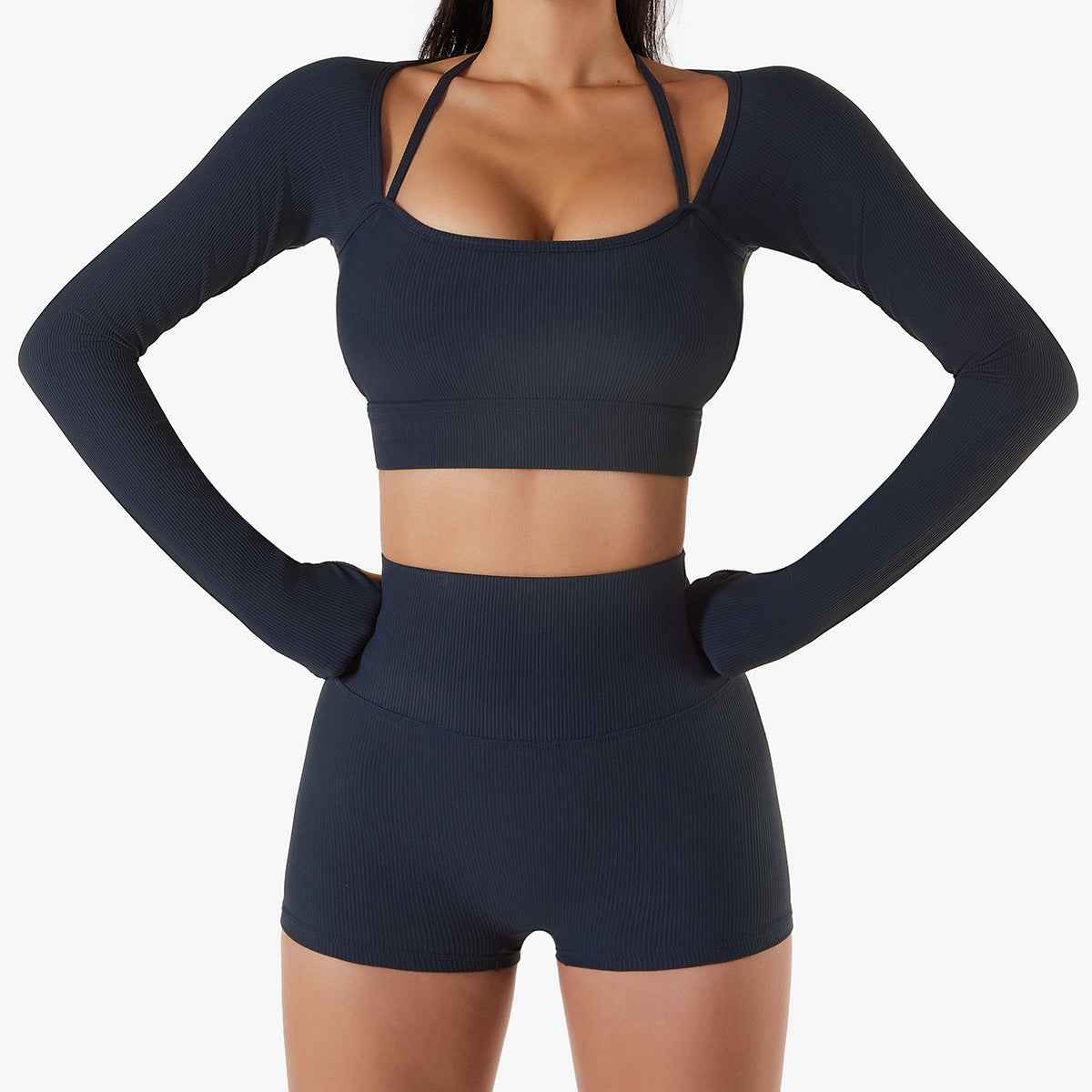 Women’s Quick-Dry Long-Sleeve Sports Top with Chest Pad – Slim-Fit Yoga & Workout Wear