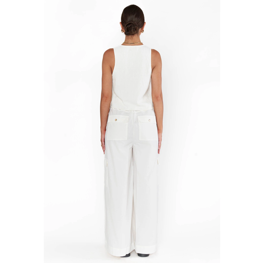 Time Out Ribbed Tie Tank Top – White