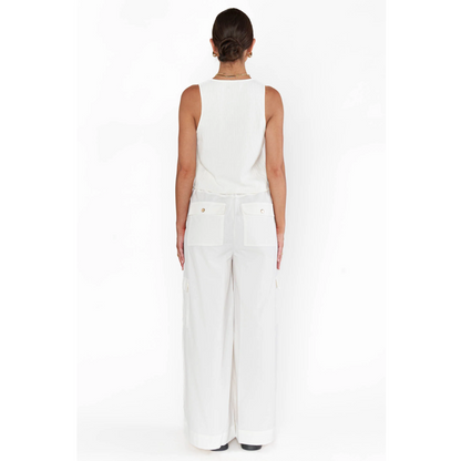 Time Out Ribbed Tie Tank Top – White