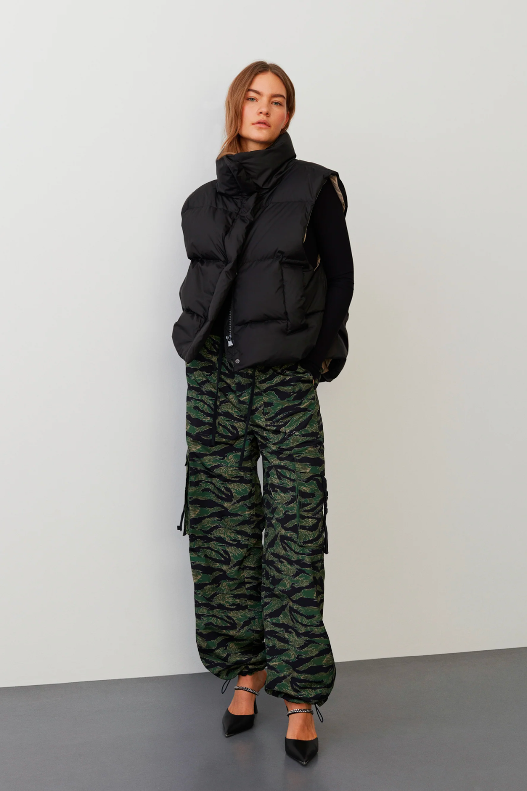 Sofie Black High-Neck Vest with Pockets
