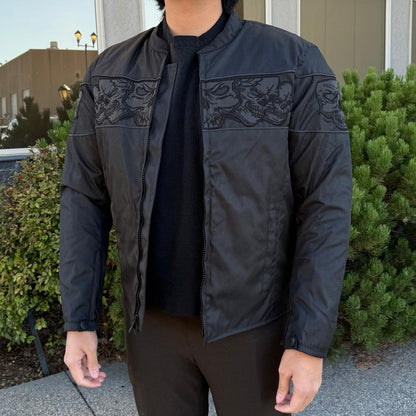 Open Road Men's Reflective Skull Cordura Motorcycle Jacket