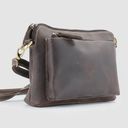 Hunter Leather Front Pocket Crossbody Bag