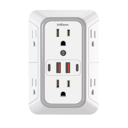 JcBlaon Outlet Extender Surge Protector - 6 Outlet Splitter with 4 USB Ports (2 USB C), Multiple Plug Expander Wall Charger, 3 Sided Multi Plug Wall Adapter Power Strip for Home Office Kitchen Travel 🍁 All In One Marketplace Canada