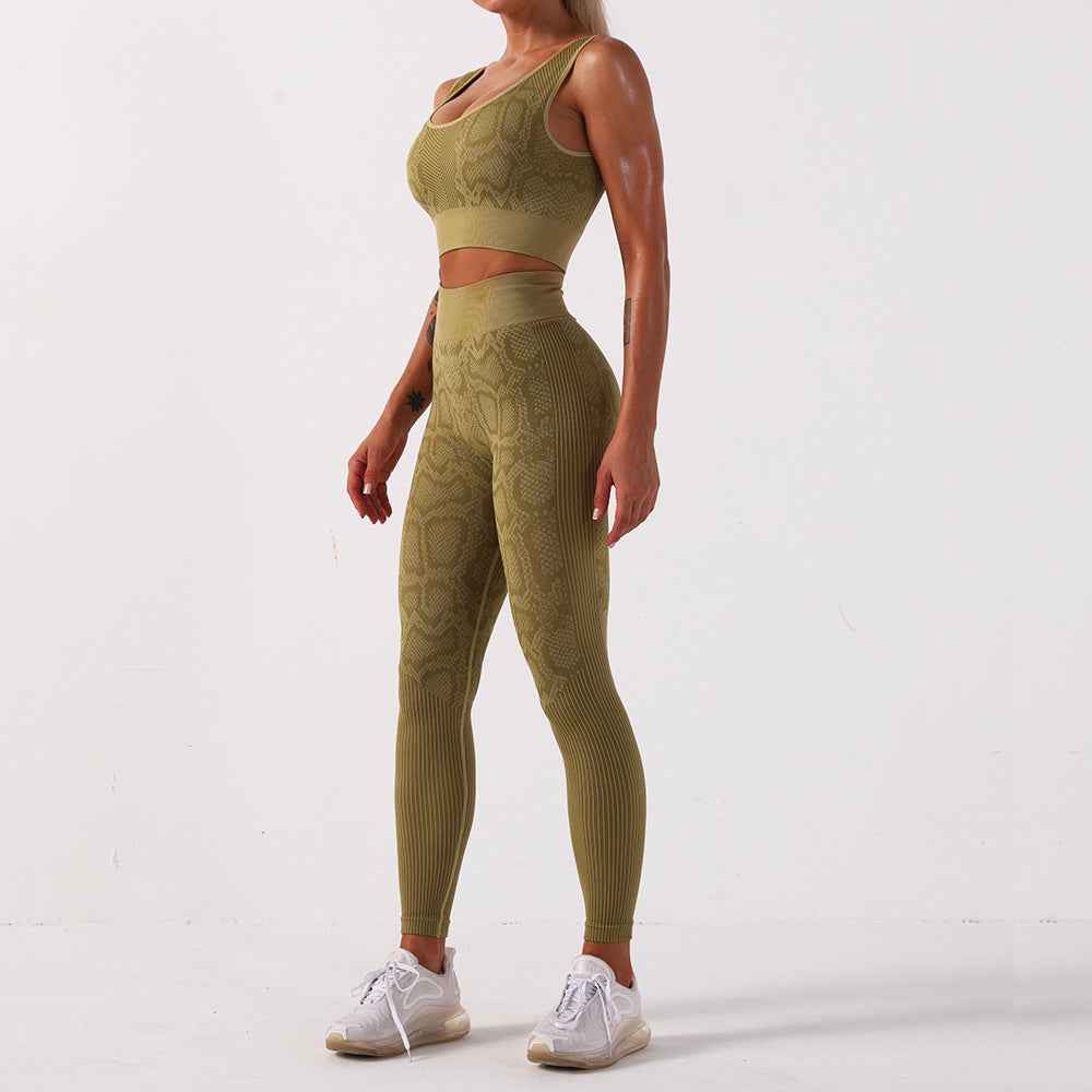 Women’s Snake Pattern Yoga Set – Stylish Workout & Fitness Activewear Suit