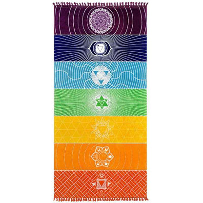 Printed Bath Towel Tassel Yoga Mat – Colorful Multi-Purpose Fitness Towel