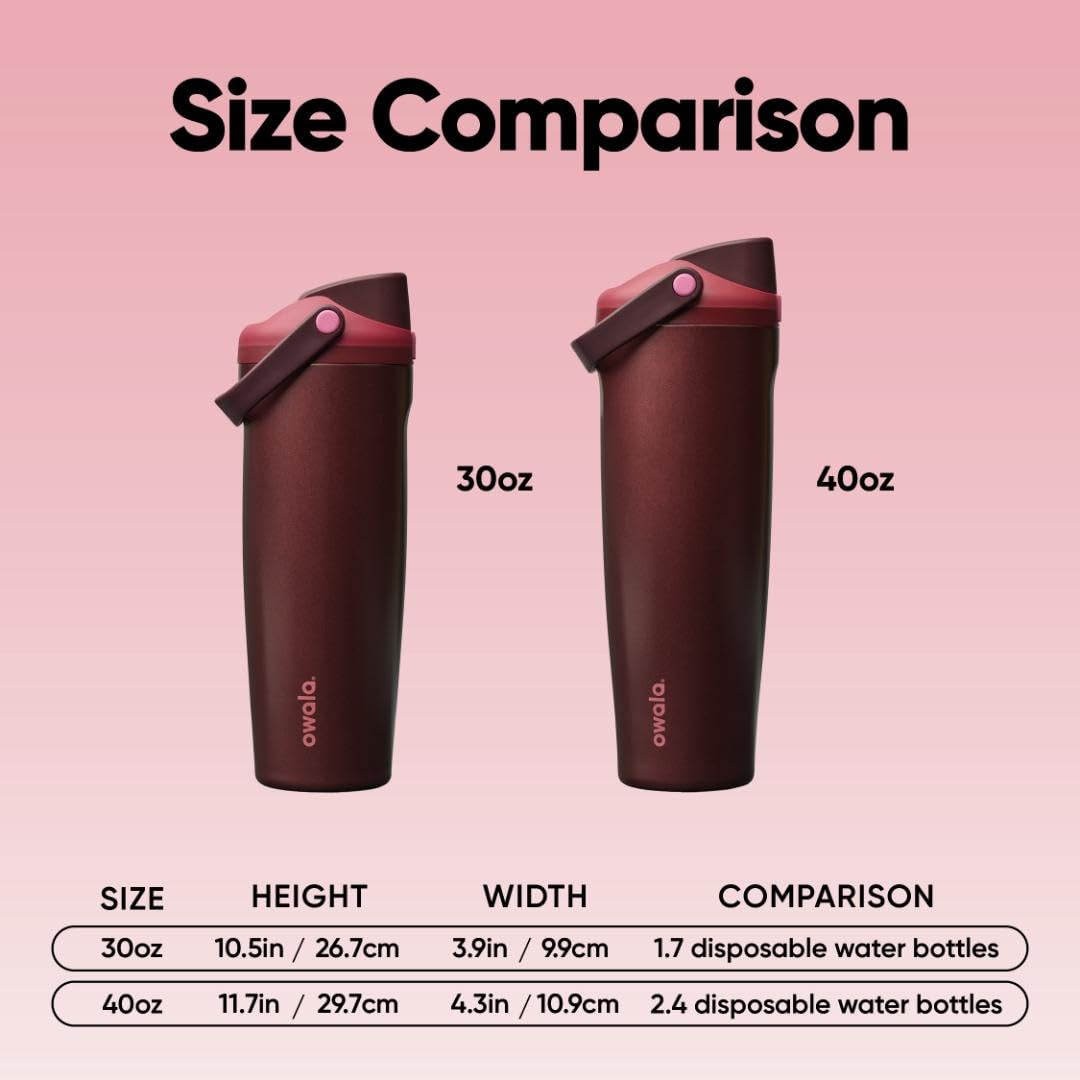 Owala FreeSip Sway Insulated Stainless Steel Water Bottle with Two-Way Spout, Built-In Straw and Bucket Handle, Made for Travel, School, and Sports, 30oz, BPA Free, Leak Proof, Black Cherry 🍁 All In One Marketplace Canada