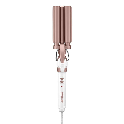 Conair CD704C Double Ceramic Triple Barrel Curl Styling Waver, Deep waves, Long lasting nautral tight waves for all hair lengths, Turbo Heat® – up to 68°F (20C) burst of heat, White/ Rose Gold 🍁 All In One Marketplace Canada
