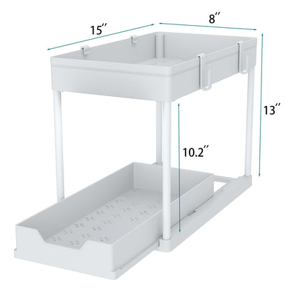 DEKAVA Under Sink Organizer 2 Pack, Bathroom Organizes, 2 Tier Sliding Cabinet Basket Organizer Drawer, Multi-Purpose Bath Collection Baskets for Bathroom (White) 🍁 All In One Marketplace Canada