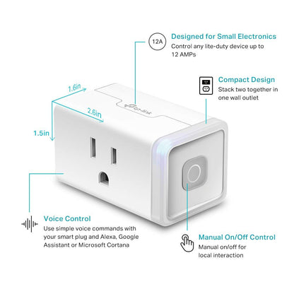 Kasa Smart Plug Mini by TP-Link (HS103P4) - Smart Home WiFi Outlet Works with Alexa, Echo and Google Home, No Hub Required, Remote Control, 2.4GHz WiFi Required, 15 Amp, UL Certified, 4-Pack, White 🍁 All In One Marketplace Canada