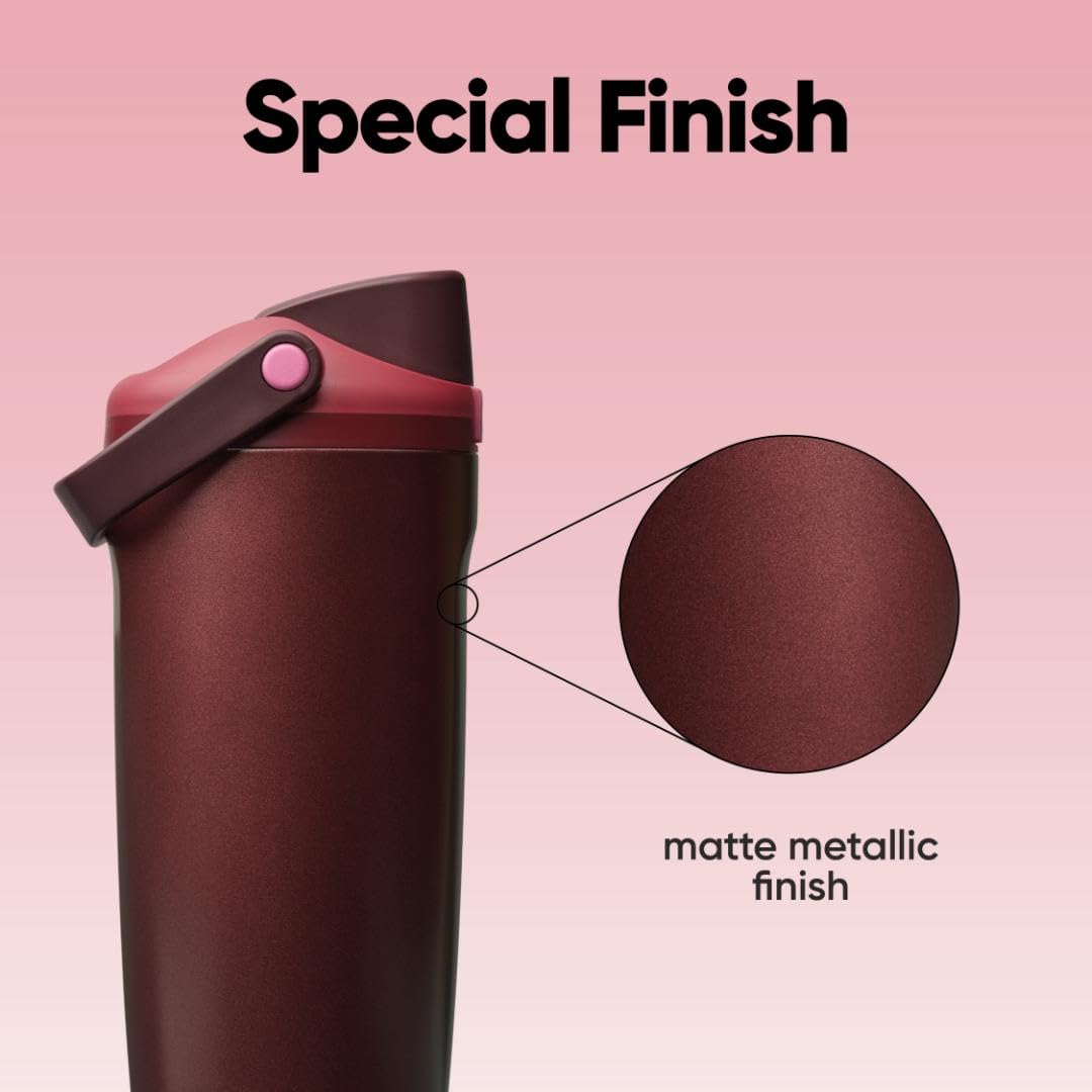 Owala FreeSip Sway Insulated Stainless Steel Water Bottle with Two-Way Spout, Built-In Straw and Bucket Handle, Made for Travel, School, and Sports, 30oz, BPA Free, Leak Proof, Black Cherry 🍁 All In One Marketplace Canada