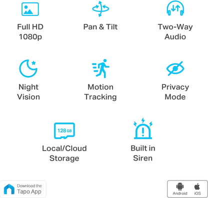 TP-Link Tapo Smart Pan/Tilt Indoor Security Camera, 360° Motion Tracking, 1080p Full HD WiFi Camera for Pet/Baby, Night Vision, 2-Way Audio, 128 GB Local Storage, Works w/Alexa & Google (Tapo C200) 🍁 All In One Marketplace Canada