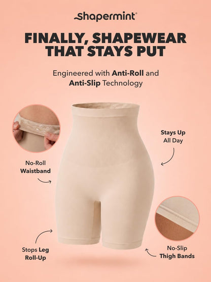SHAPERMINT All Day Every Day High Waisted Shaper Shorts - Shapewear Women Tummy Control Underwear, Body Shaper for Women Nude 🍁 All In One Marketplace Canada