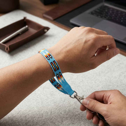 Blue Native American Style Wrist Lanyard