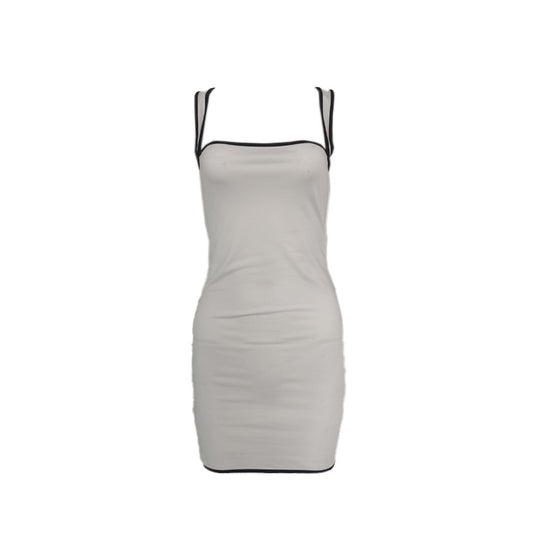 Women’s Elegant Square-Neck Color-Block Slip Dress – Sleeveless Casual Summer Midi Dress