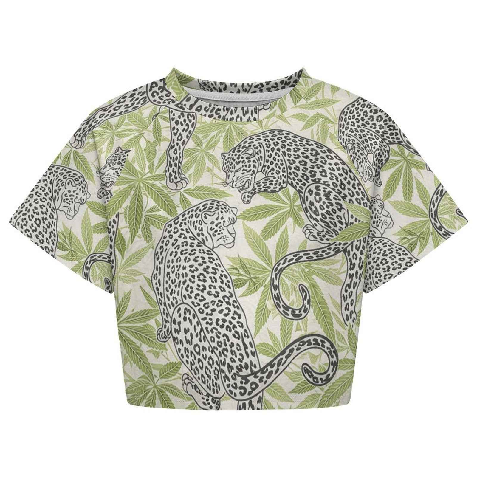 Leopard Cropped Ralgan T-Shirt