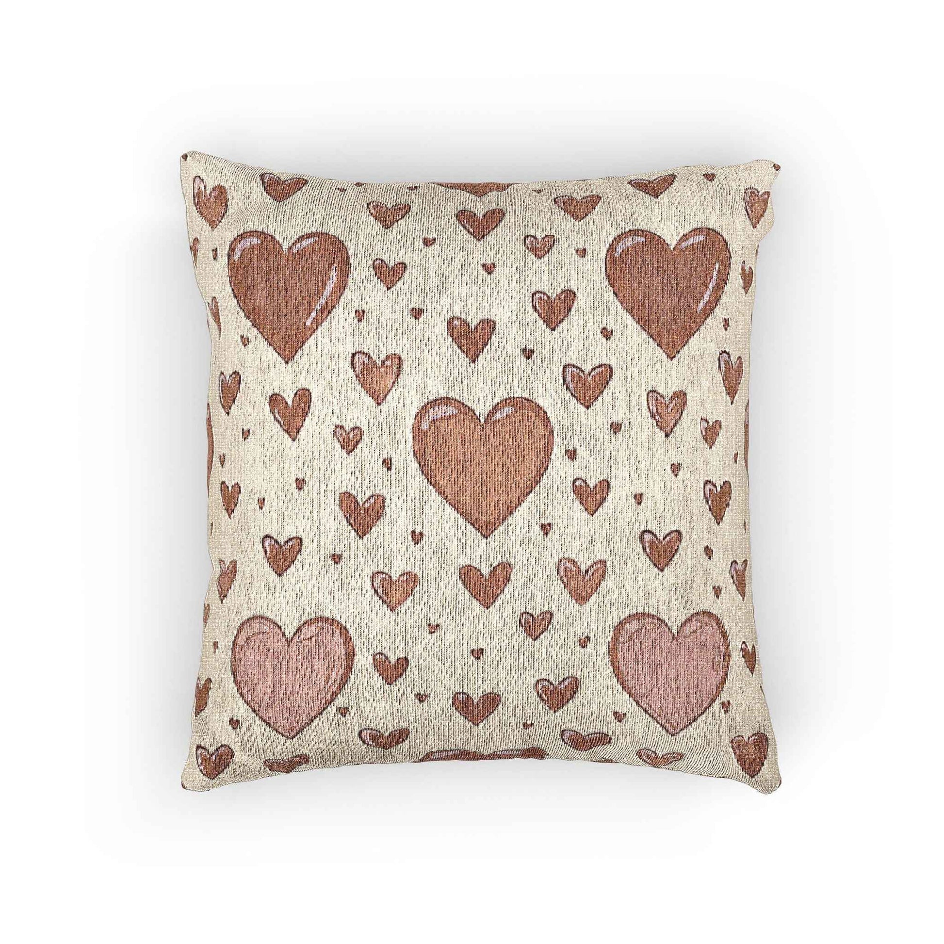 Pink Heart Pattern Woven Pillow | Boho Valentine Home Decor