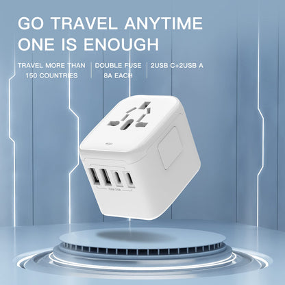 VYLEE Universal International Power Travel Plug Adapter, 5 in 1 European Travel Plug Adapter W/ 3.5A 2xUSB-A and 2xUSB C Wall Charger and Worldwide AC Outlet for Europe USA UK AUS Asia (White) 🍁 All In One Marketplace Canada