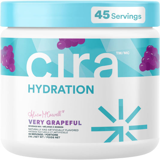 Cira Hydration Electrolytes Powder - Cira x Alicia McCarvell’s Daily Electrolyte Powder, Sugar Free, Himalayan Salt, Magnesium, Potassium for Dehydration Relief & Recovery - Very Grapeful, 45 Servings 🍁 All In One Marketplace Canada