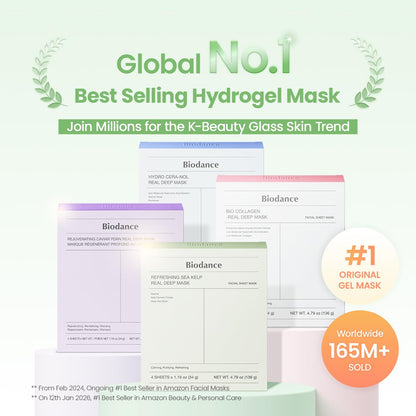 BIODANCE Refreshing Sea kelp Real Deep Mask, Hydrogel Mask, Calming, Oil & Sebum Control, Blemish Care, Korean Skincare, 1.19oz(34g) x 4eaBIODANCE Refreshing Sea kelp Real Deep Mask, Hydrogel Mask, Calming, Oil & Sebum Control, Blemish Care, Korean Skinca