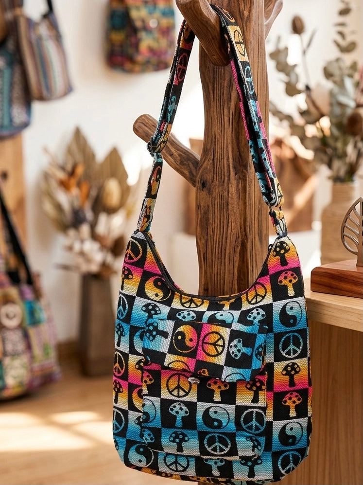 OLDTRIBES™ hippie sunset / black crossbody bag
