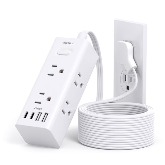 10FT Extension Cord Indoor, Power Bars with Surge Protector, Flat Plug Long Cord 6 Outlet 4 USB Ports (2 USB C) for Home, College, Dorm Room Essentials 🍁 All In One Marketplace Canada