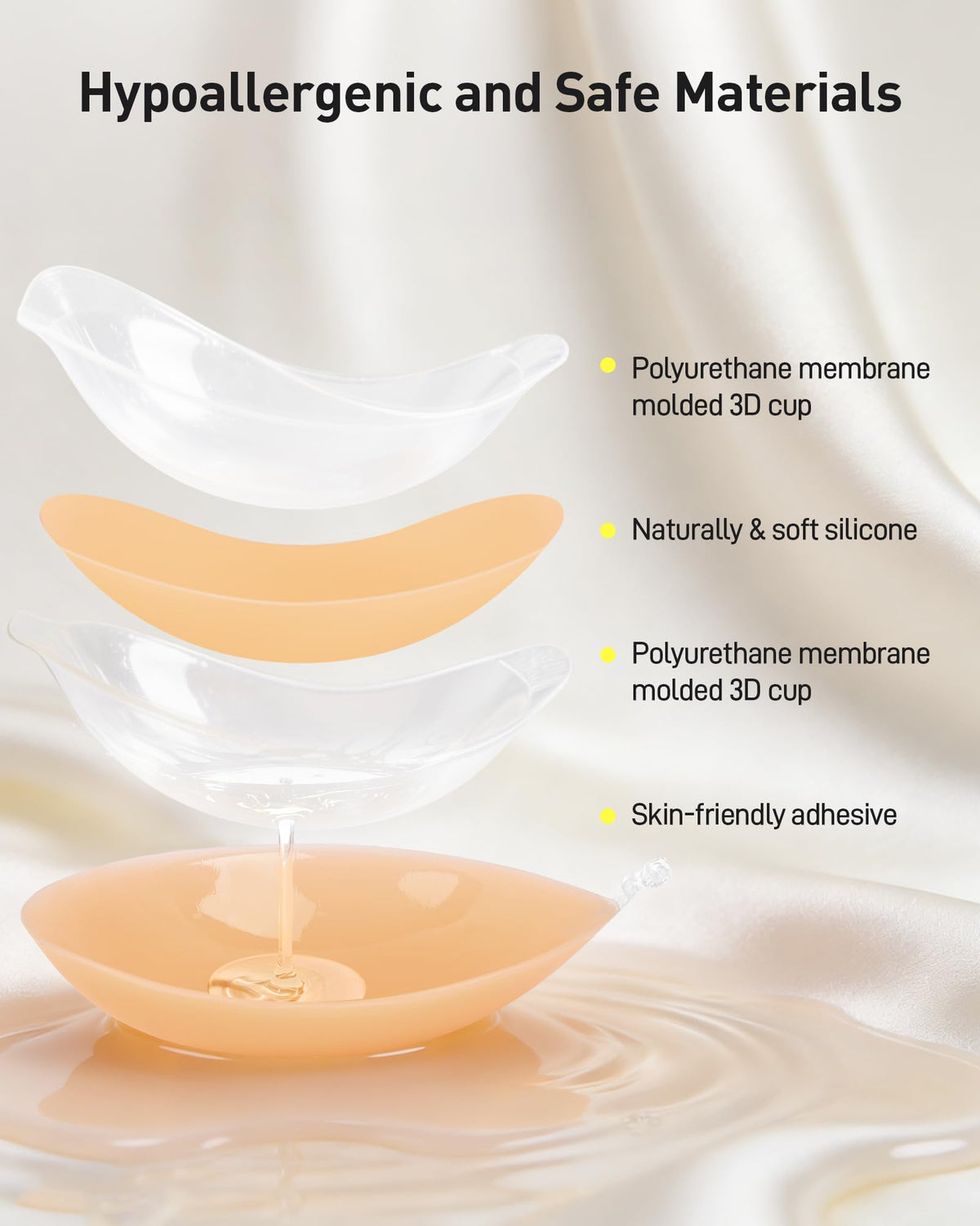 Niidor Adhesive Bra Strapless Sticky Invisible Push up Silicone Bra for Backless Dress with Nipple Covers Nude (B Cup) 🍁 All In One Marketplace Canada