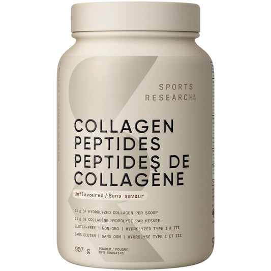 Sports Research® Premium Collagen Peptides Powder (32oz Jar) | Grass-Fed, Certified Paleo Friendly, Non-GMO and Gluten Free - Unflavored and Easy to Mix 🍁 All In One Marketplace Canada