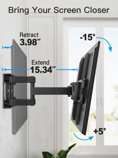 Pipishell Full Motion TV Wall Mount for 26-74 inch TVs, up to 99lbs Max VESA 400x400mm, Wall Mount TV Bracket with Articulating Swivel Extension Tilting Leveling for LED LCD OLED 4K Flat Curved Screen 🍁 All In One Marketplace Canada
