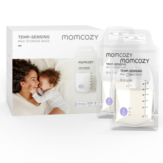 Momcozy Breastmilk Storage Bags, Temp-Sensing Discoloration Milk Storing Bags for Breastfeeding, Disposable Milk Storage Bag with 6 Ounce Self Standing, No-Leak Milk Freezer Storage Pouches, 120PCS 🍁 All In One Marketplace Canada