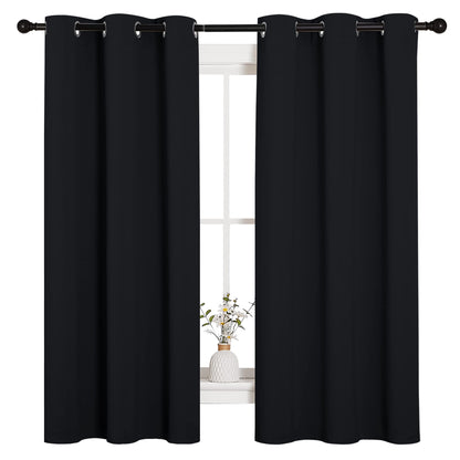 NICETOWN Blackout Curtains 2 Panels for Bedroom- Halloween Thermal Insulated Grommet Blackout Curtains 63 Inches Long for Living Room/Kitchen Rideaux occultants (2 Panels,W42 x L63 -Inch,Black) 🍁 All In One Marketplace Canada