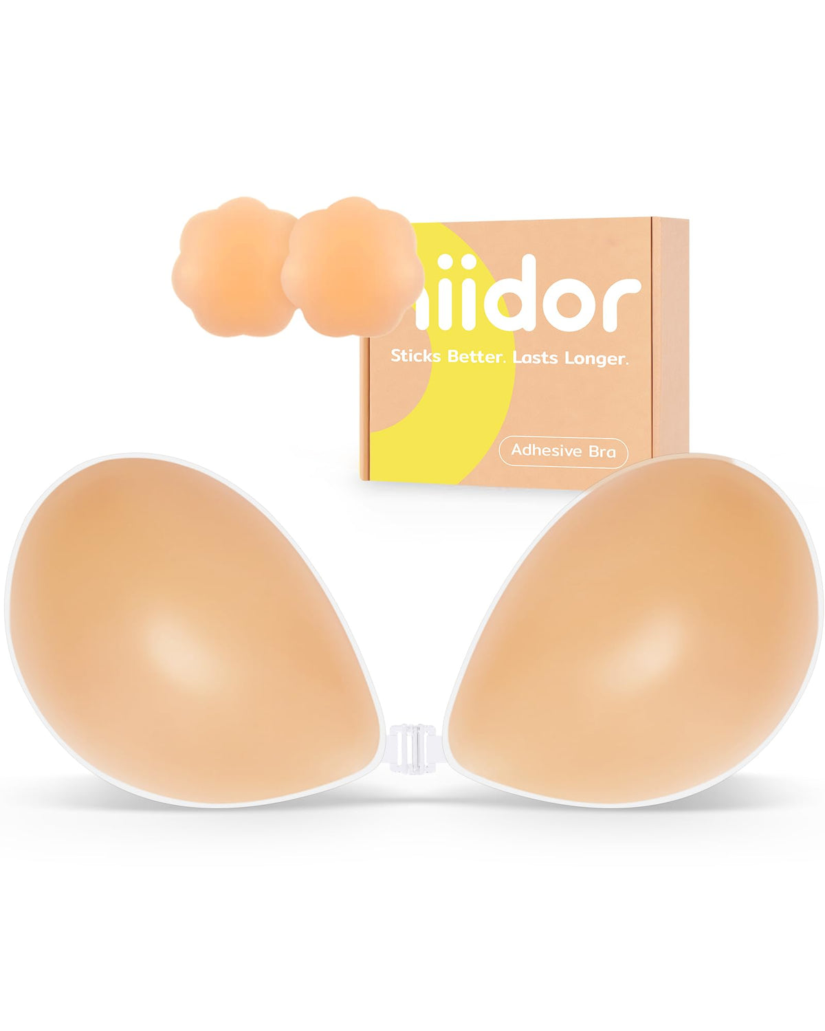 Niidor Adhesive Bra Strapless Sticky Invisible Push up Silicone Bra for Backless Dress with Nipple Covers Nude (C Cup) 🍁 All In One Marketplace Canada