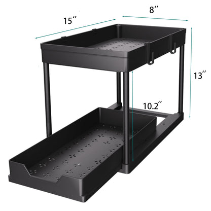DEKAVA Under Sink Organizer 2 Pack, Bathroom Organizers, 2 Tier Sliding Cabinet Basket Organizer Drawer, Multi-Purpose Bath Collection Baskets for Bathroom (Black) 🍁 All In One Marketplace Canada