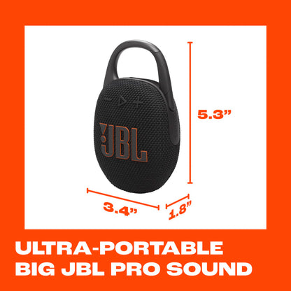JBL Clip 5 - Ultra-Portable, Waterproof and Dustproof Bluetooth Speaker, Integrated Carabiner, Up to 12 Hours of Play, Made in Part with Recycled Materials (Black) 🍁 All In One Marketplace Canada