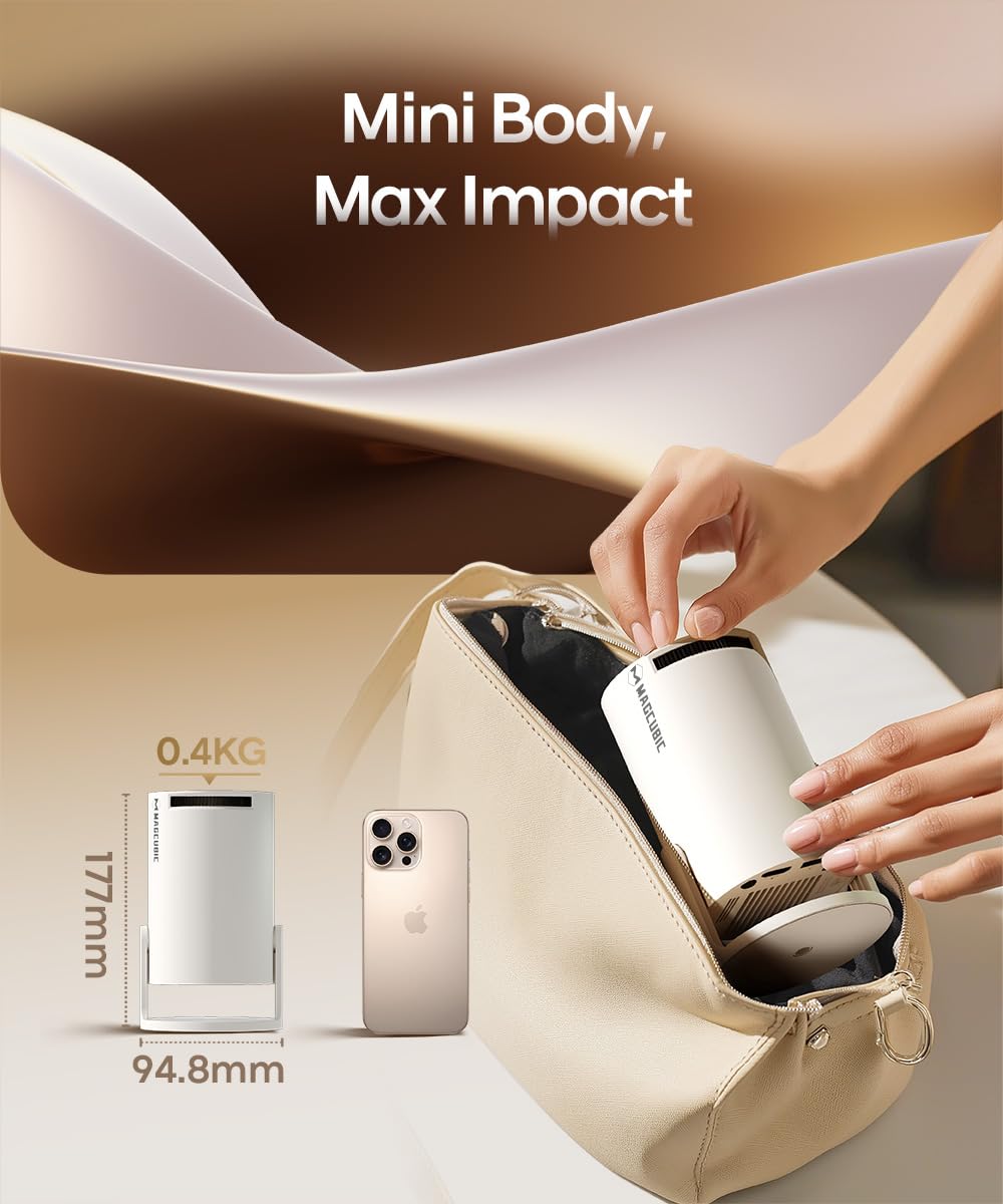 Magcubic Projector with WiFi 6 and Bluetooth 5.4, Mini Portable Projecteur with Auto Keystone, 4K Support, 200 ANSI, 180 Degree Rotation, Built-in Apps, Smart Projector for Outdoor Movie Bedroom 🍁 All In One Marketplace Canada