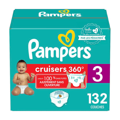 Pampers Diapers - Cruisers 360 degrees - Size 3, 132 Count, up to 100% Leakproof Fit, Designed for Active Babies, Pull On Diaper, EZ Off Tabs Designed for Easy Changes 🍁 All In One Marketplace Canada