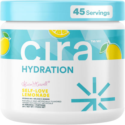 Cira Hydration Electrolytes Powder - Cira x Alicia McCarvell’s Daily Electrolyte Powder, Sugar Free w Himalayan Salt, Magnesium, & Potassium for Dehydration Relief - Self-Love Lemonade, 45 Servings 🍁 All In One Marketplace Canada