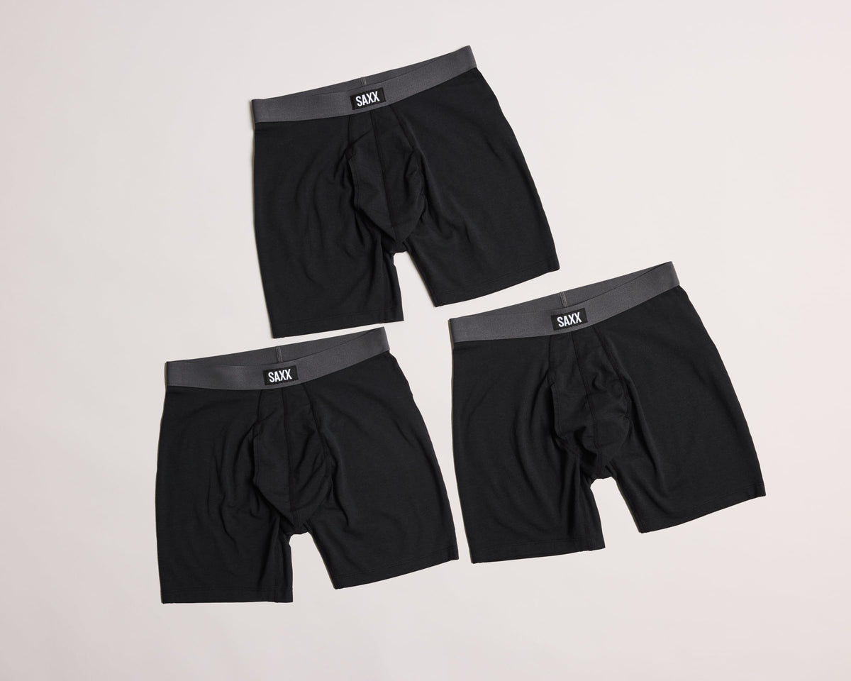 SAXX Underwear Co. Men's Core Cotton Boxer Brief Fly 3-Pack, Black/Graphite, Large 🍁 All In One Marketplace Canada